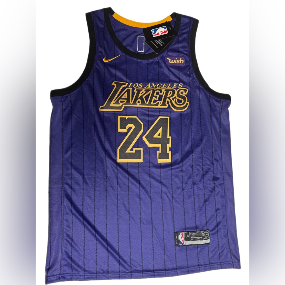Kobe Bryant Los Angeles Lakers Basketball Jersey Nike Purple #24 Size 50